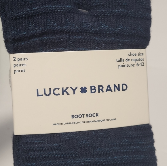 Lucky Brand 2-Pack Super Soft Boot Socks, Men's Shoe Size 6-12, Gray/Navy Blue - Picture 5 of 7